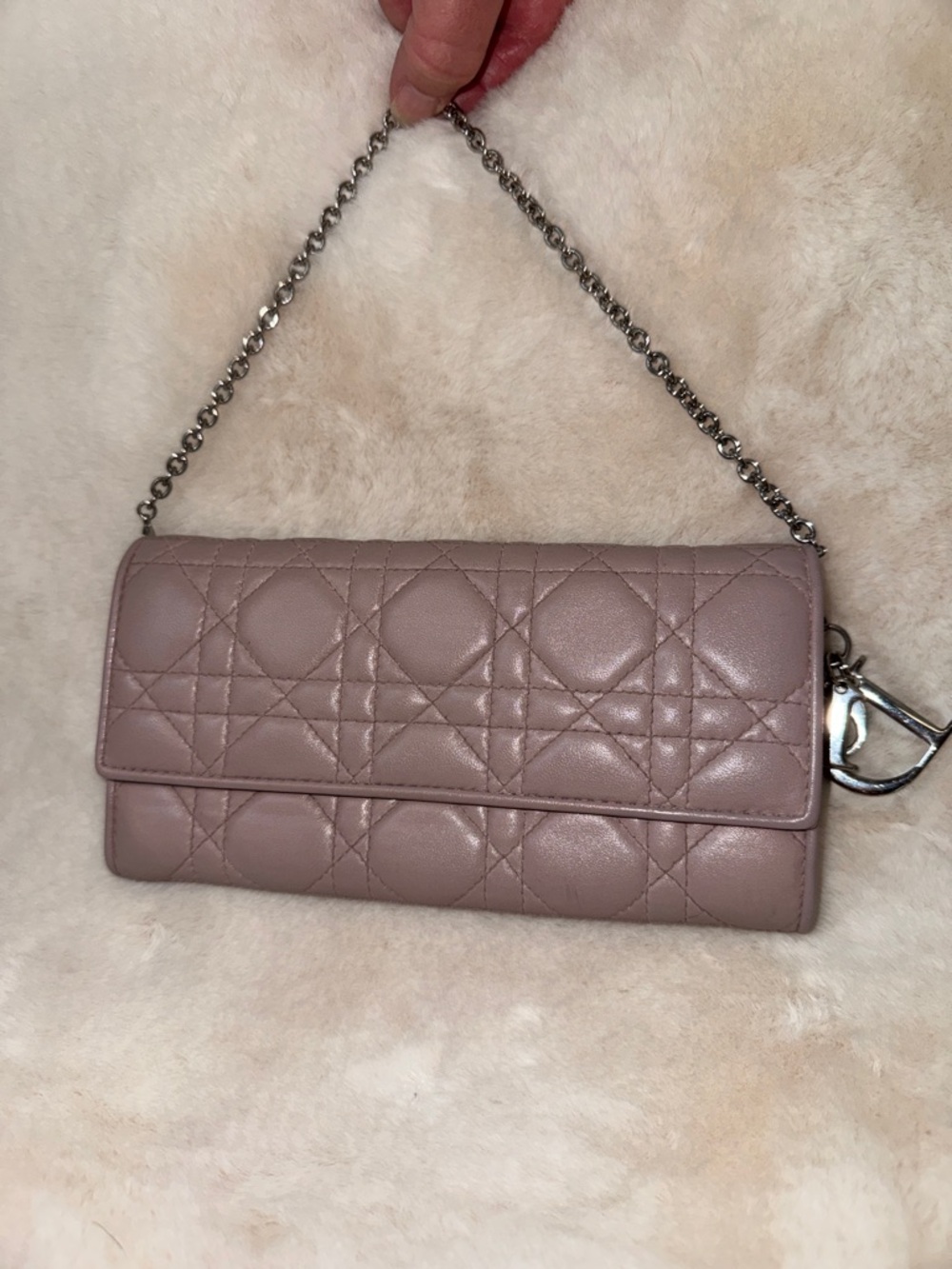 DIOR Quilted Mauve Leather Cannache Wallet